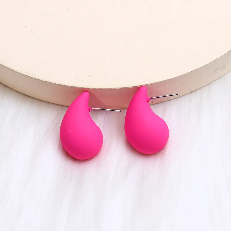 Matte Red Teardrop Stud Earrings