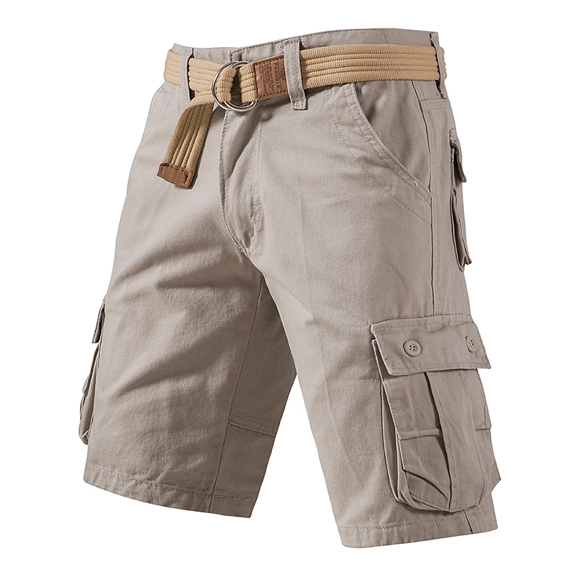 Cargo Shorts With Drawstring, Multi-Pocket, Knee-Length, Casual Wear