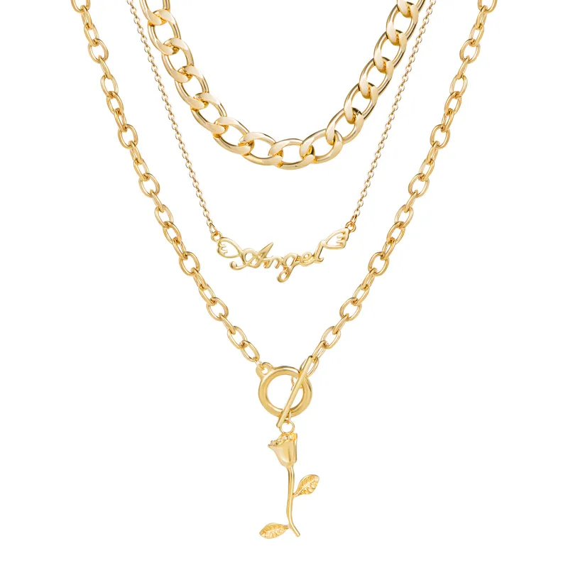 Multi-Layer Hexagon Arrow Necklace