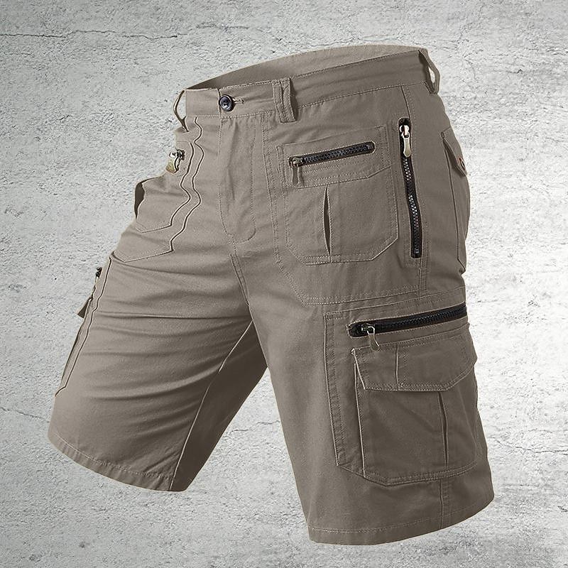 Cargo Shorts With Letter Print, Mid Waist Fit