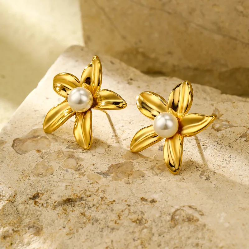 Elegant Gold-Tone Floral Earrings