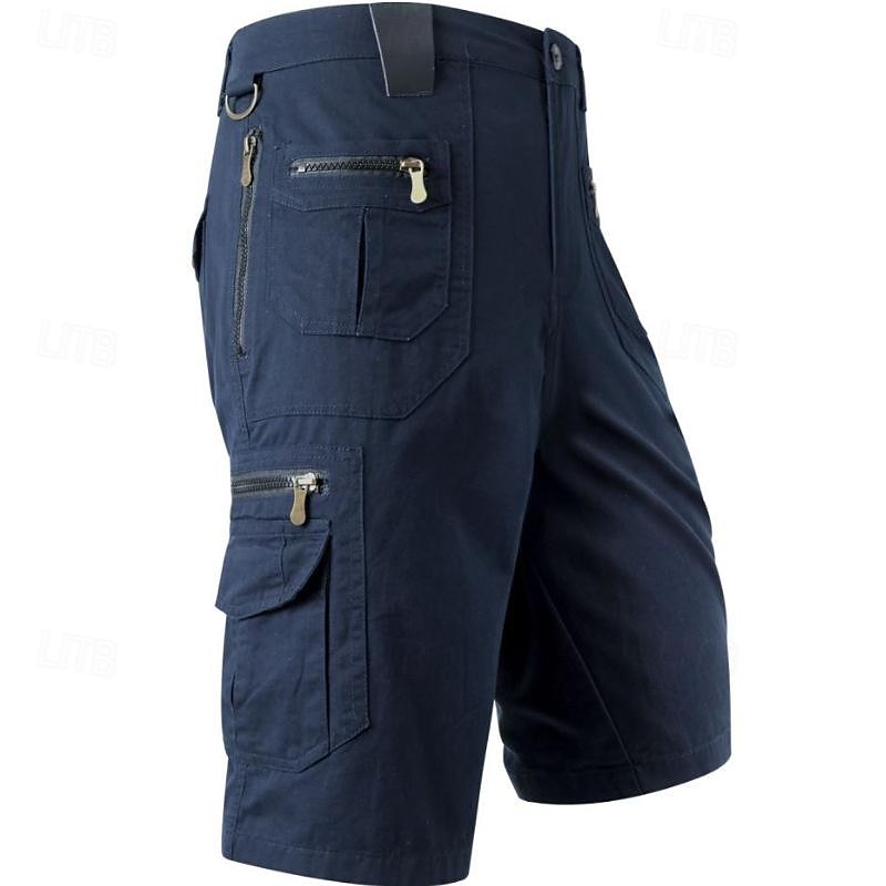 Cargo Shorts With Letter Print, Mid Waist Fit