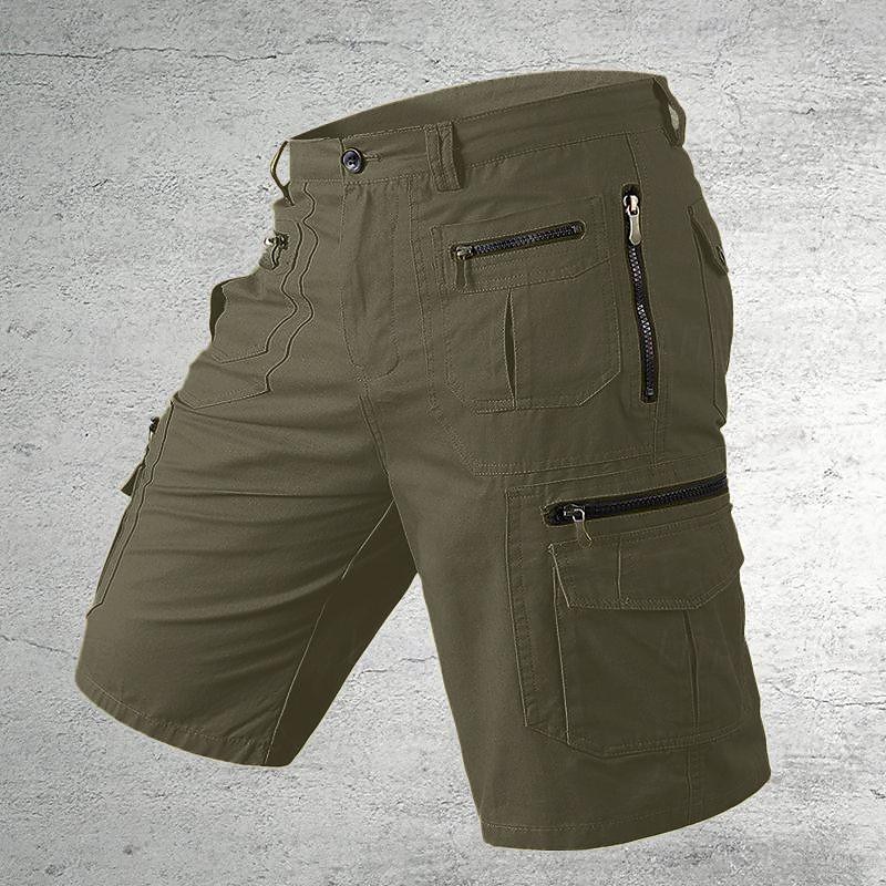 Cargo Shorts With Letter Print, Mid Waist Fit