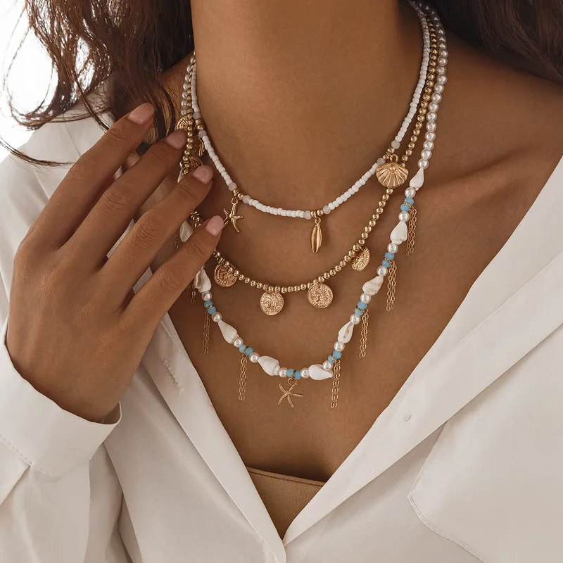 Hawaiian-Inspired Layered Necklace Set