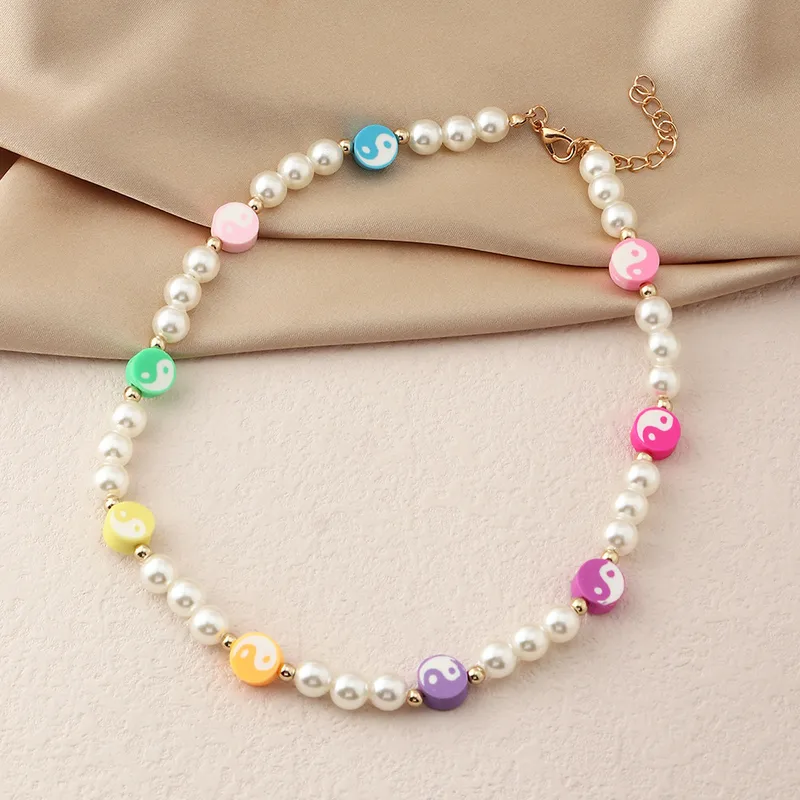 Bohemian Style Faux Pearl Yin-Yang Necklace