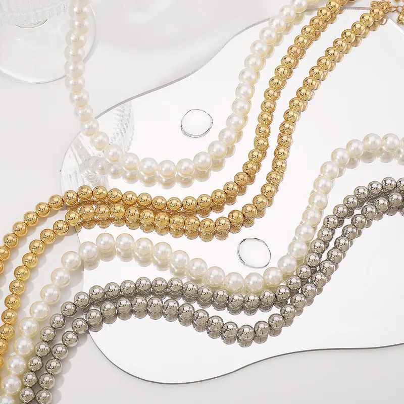 Elegant Layered Pearl & Gold Bead Necklace
