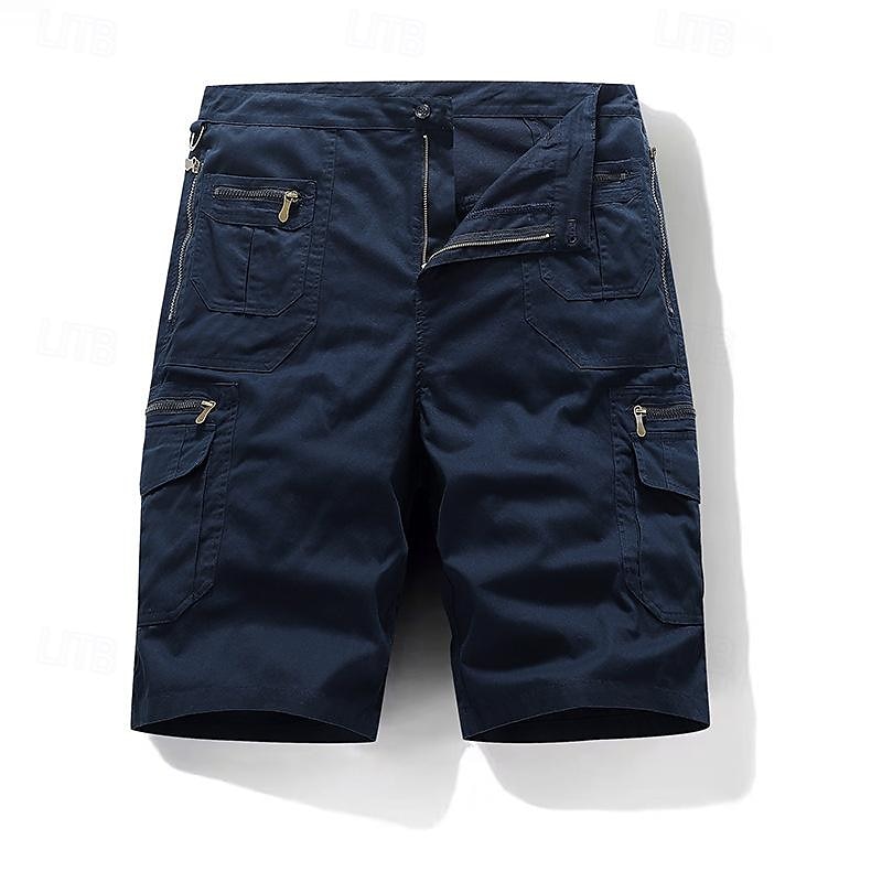 Cargo Shorts With Letter Print, Mid Waist Fit