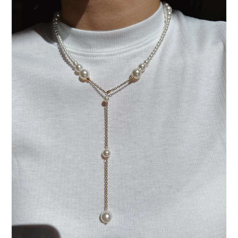 Elegant Faux Pearl Gradient Necklace