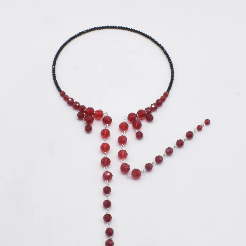 Elegant Red Beaded Necklace With Black Accents