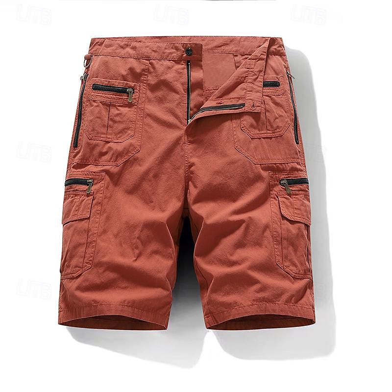 Cargo Shorts With Letter Print, Mid Waist Fit