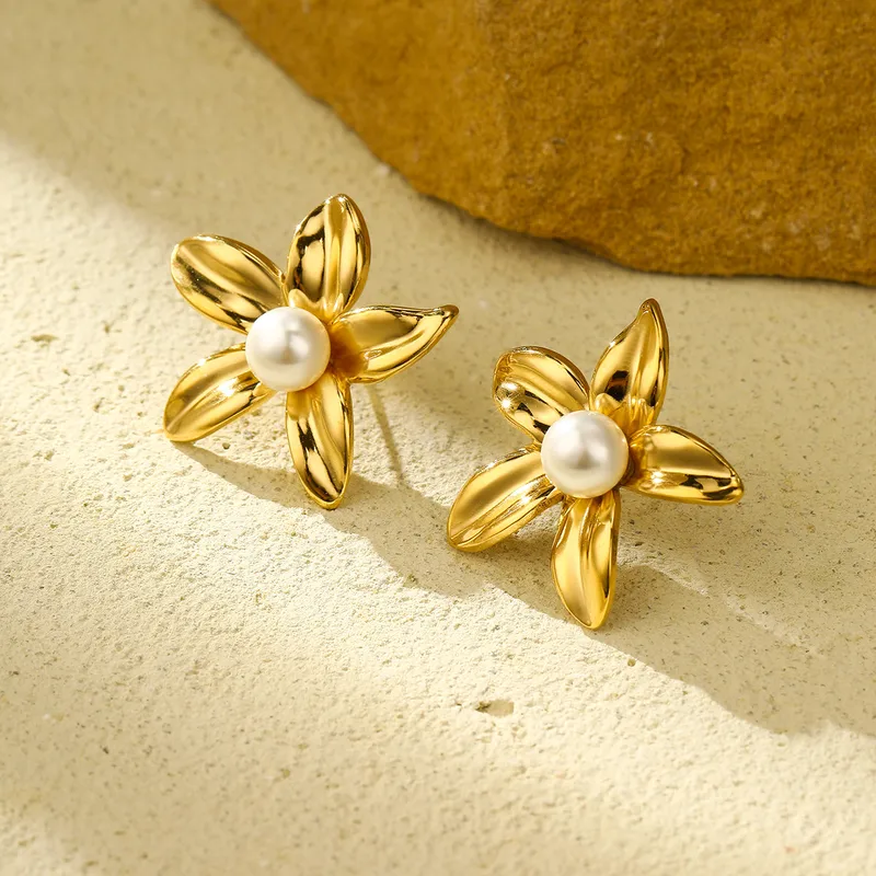 Elegant Gold-Tone Floral Earrings