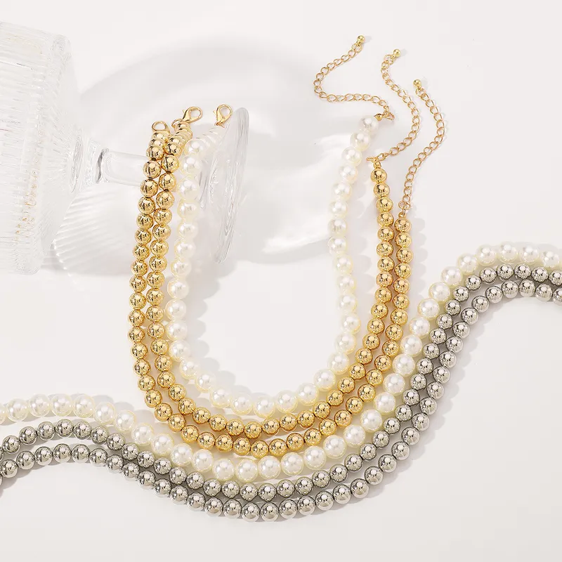 Elegant Layered Pearl & Gold Bead Necklace
