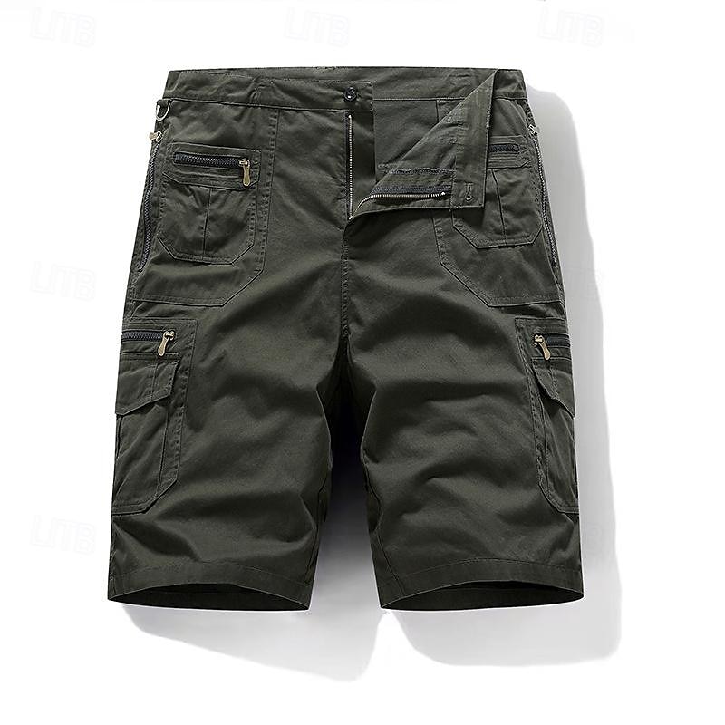 Cargo Shorts With Letter Print, Mid Waist Fit