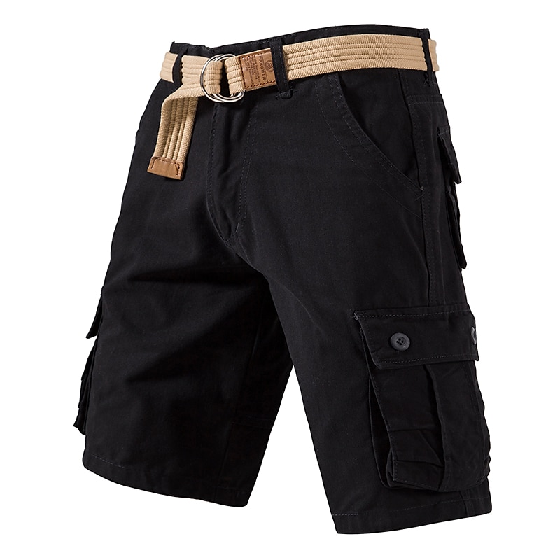 Cargo Shorts With Drawstring, Multi-Pocket, Knee-Length, Casual Wear