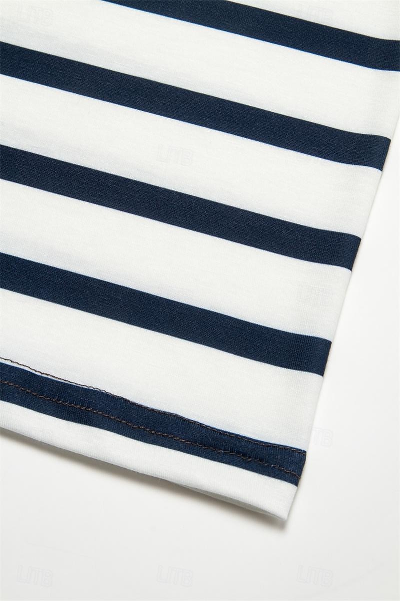 Striped V Neck Long Sleeve Tee