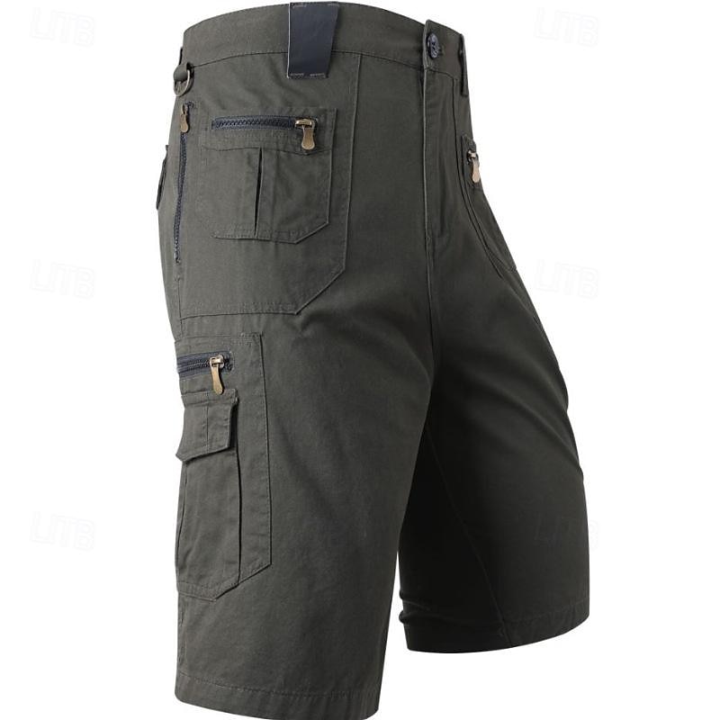 Cargo Shorts With Letter Print, Mid Waist Fit
