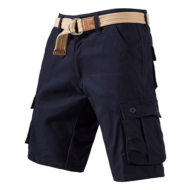 Cargo Shorts With Drawstring, Multi-Pocket, Knee-Length, Casual Wear