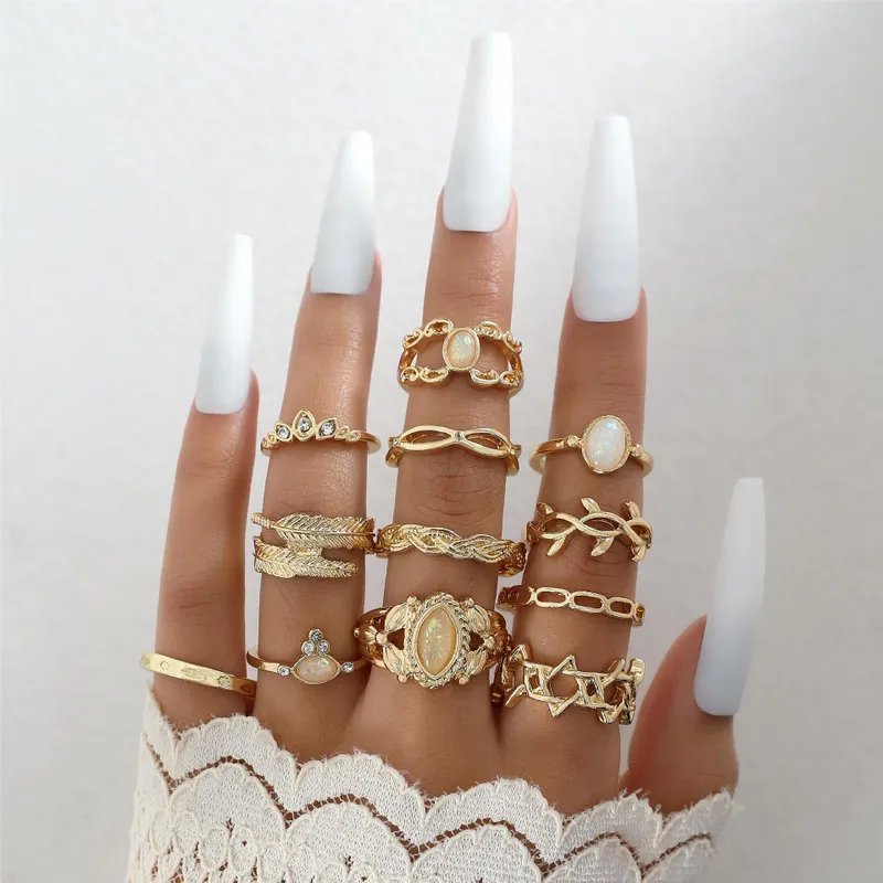 Coin Cross Rhinestone Love Ring Set