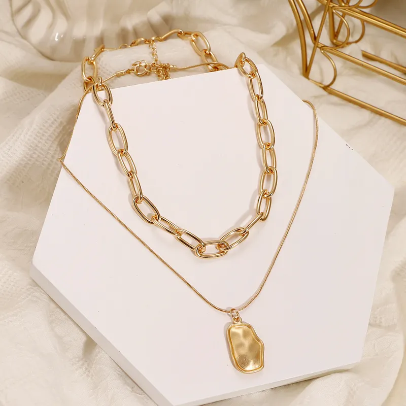 Multi-Layer Hexagon Arrow Necklace