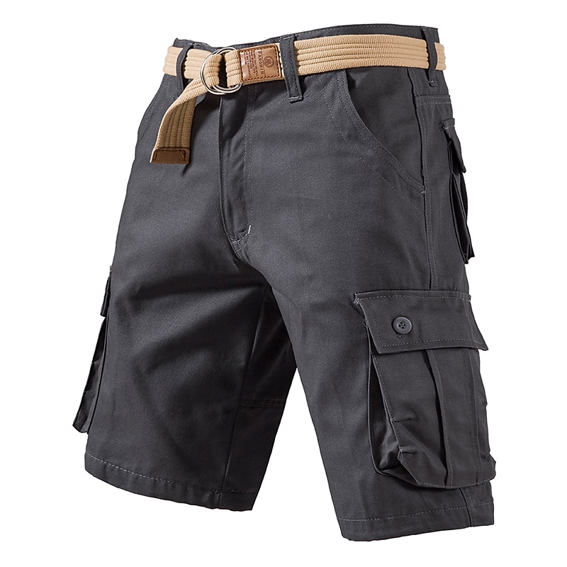 Cargo Shorts With Drawstring, Multi-Pocket, Knee-Length, Casual Wear