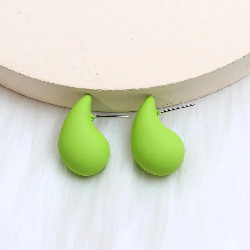 Matte Red Teardrop Stud Earrings