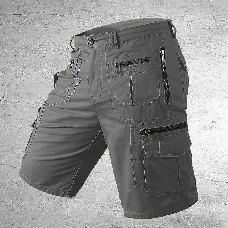 Cargo Shorts With Letter Print, Mid Waist Fit