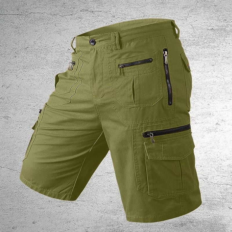 Cargo Shorts With Letter Print, Mid Waist Fit