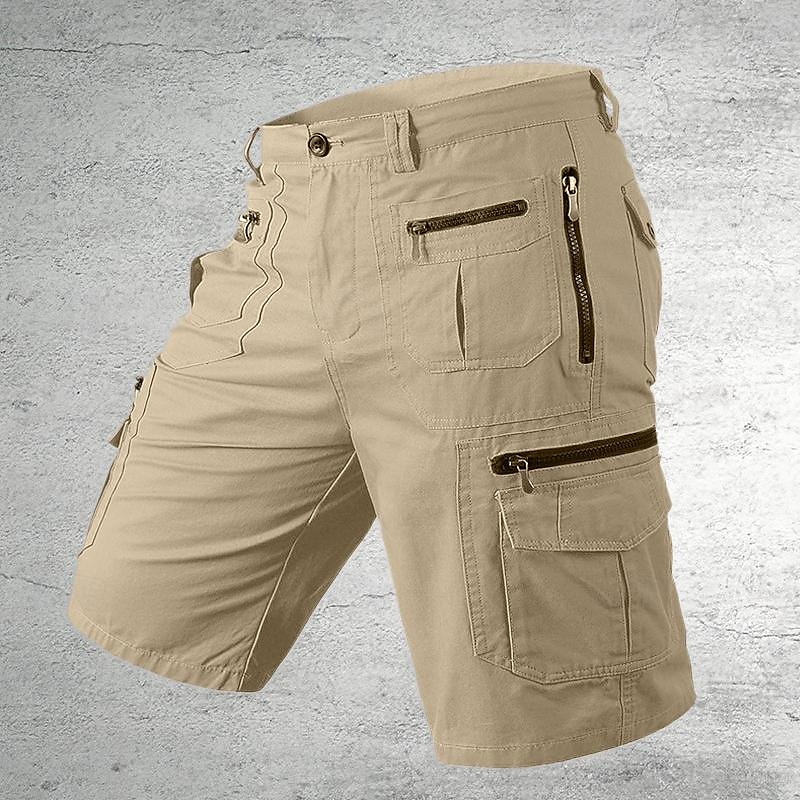 Cargo Shorts With Letter Print, Mid Waist Fit