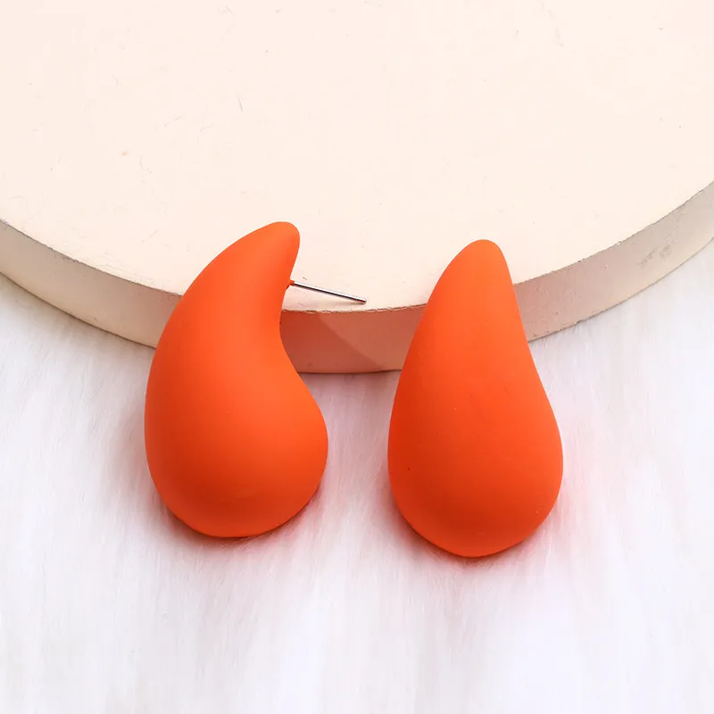 Matte Red Teardrop Stud Earrings