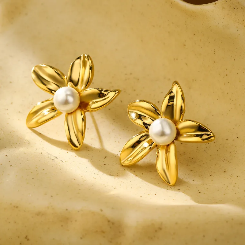 Elegant Gold-Tone Floral Earrings
