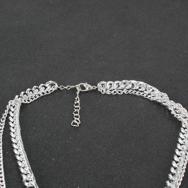 Stylish Multi-Layer Chain Necklace With Cross Pendant