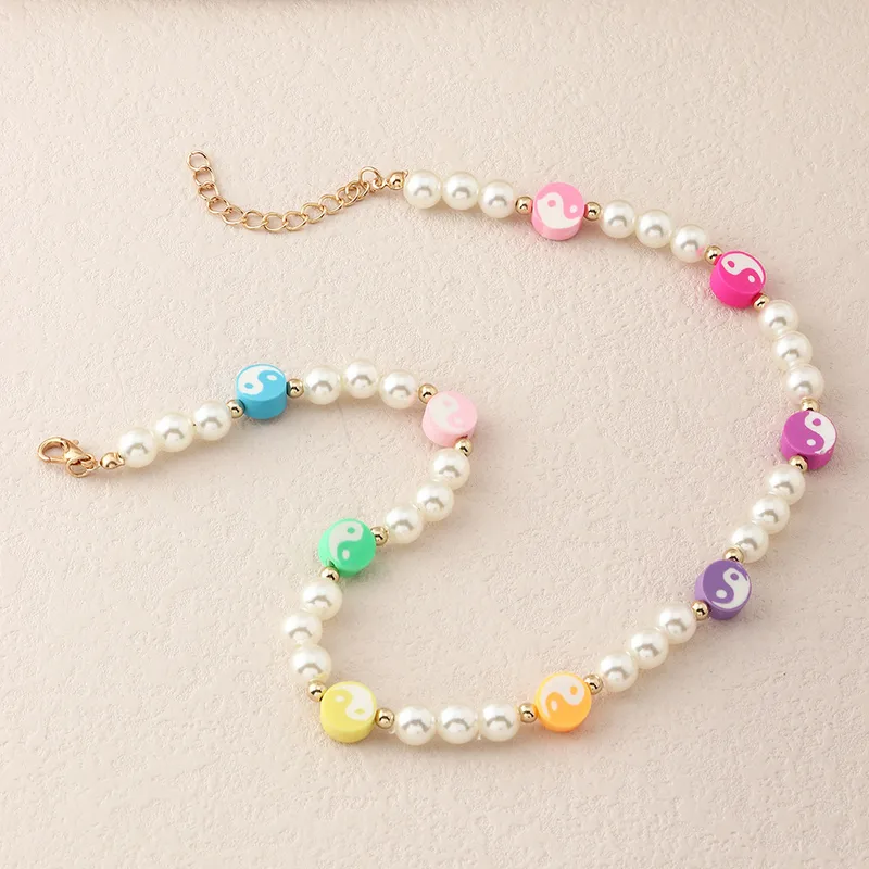 Bohemian Style Faux Pearl Yin-Yang Necklace