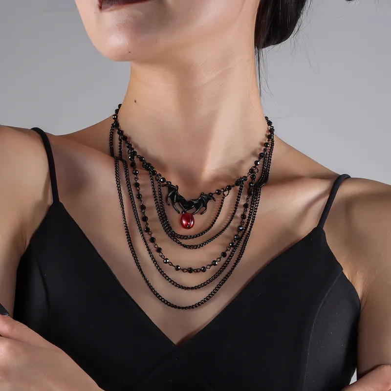 Gothic Retro Bat Layered Necklace