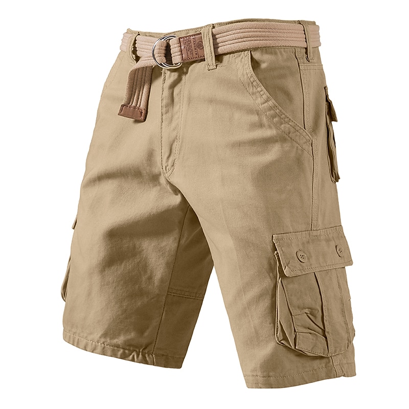 Cargo Shorts With Drawstring, Multi-Pocket, Knee-Length, Casual Wear