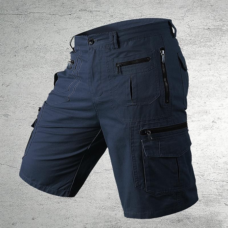 Cargo Shorts With Letter Print, Mid Waist Fit