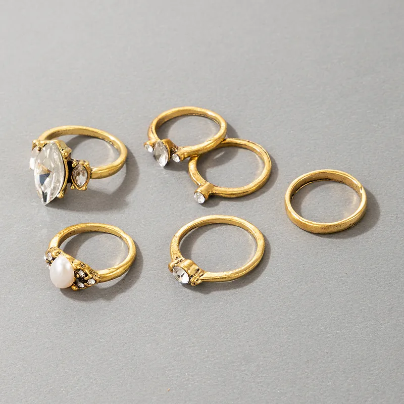 Coin Cross Rhinestone Love Ring Set