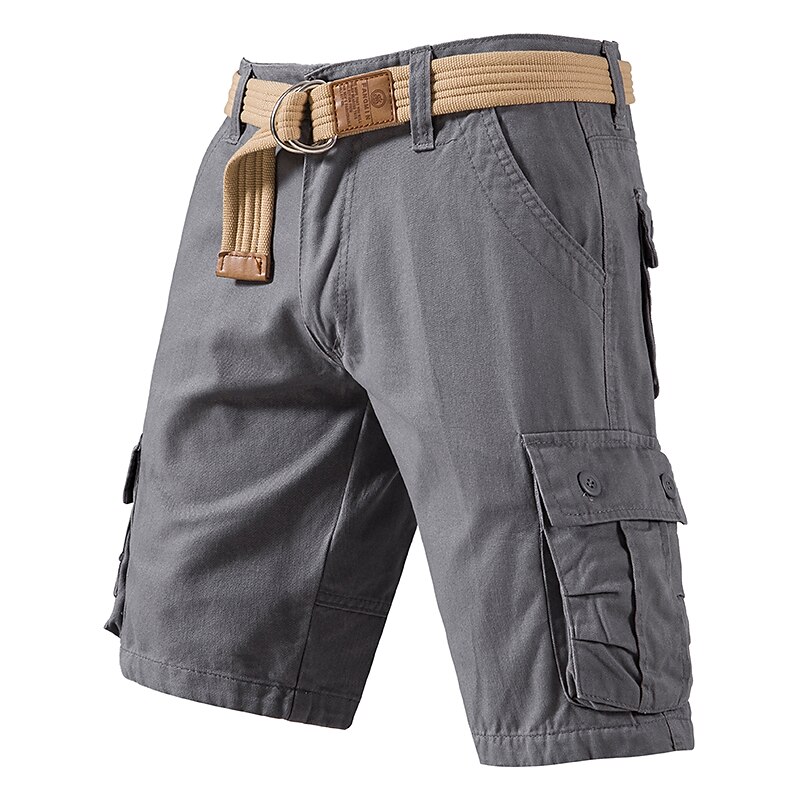 Cargo Shorts With Drawstring, Multi-Pocket, Knee-Length, Casual Wear