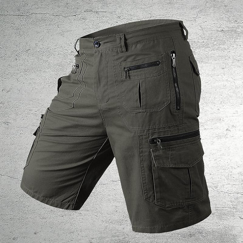 Cargo Shorts With Letter Print, Mid Waist Fit