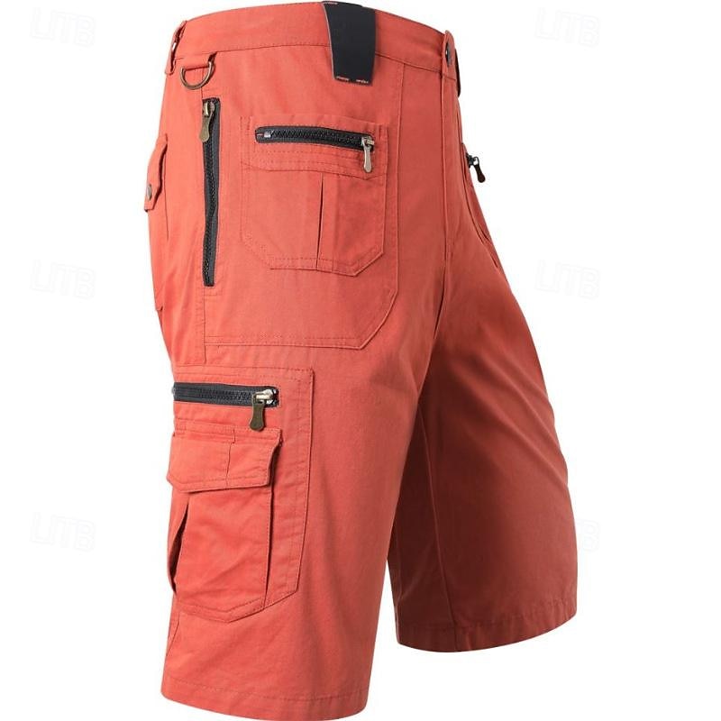 Cargo Shorts With Letter Print, Mid Waist Fit