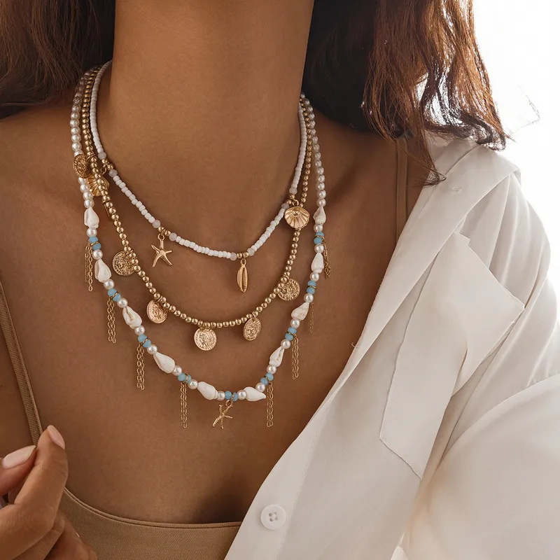 Hawaiian-Inspired Layered Necklace Set