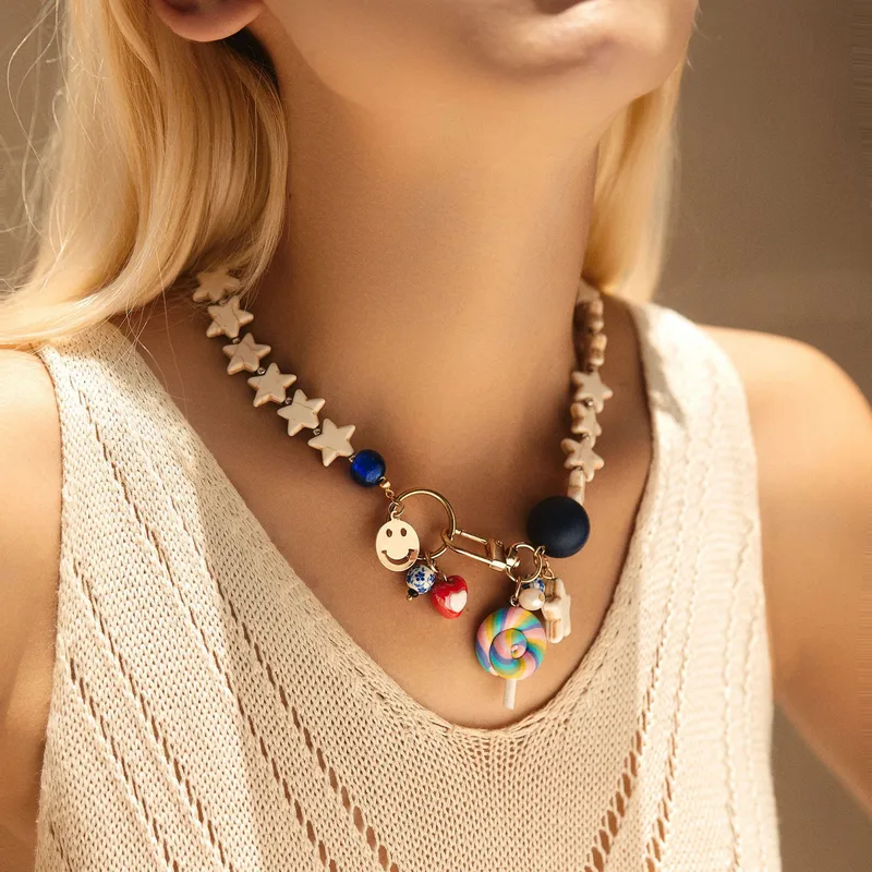 Charming Star And Charm Pendant Necklace