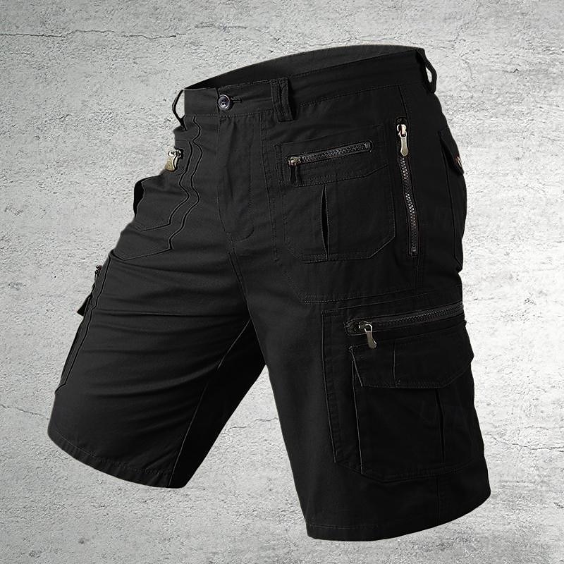 Cargo Shorts With Letter Print, Mid Waist Fit