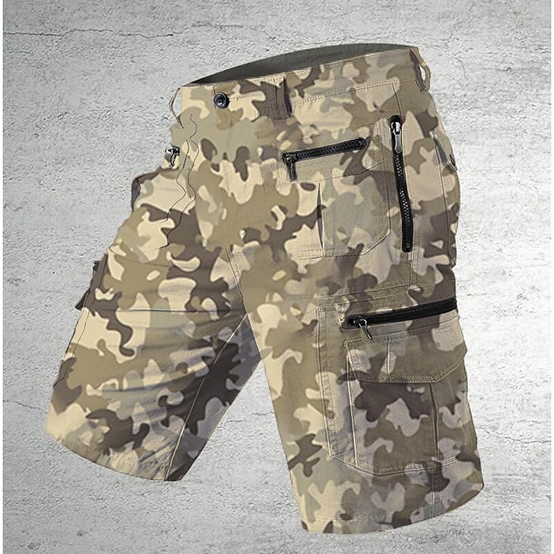 Cargo Shorts With Letter Print, Mid Waist Fit