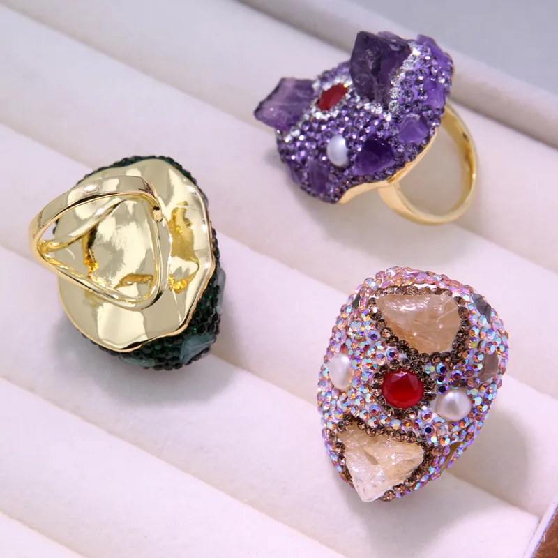 Wedding Irregular Natural Stone Agate Ring