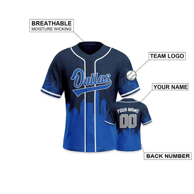 Custom 3D Graffiti Navy Royal-White Authentic Baseball Silhouette Jersey